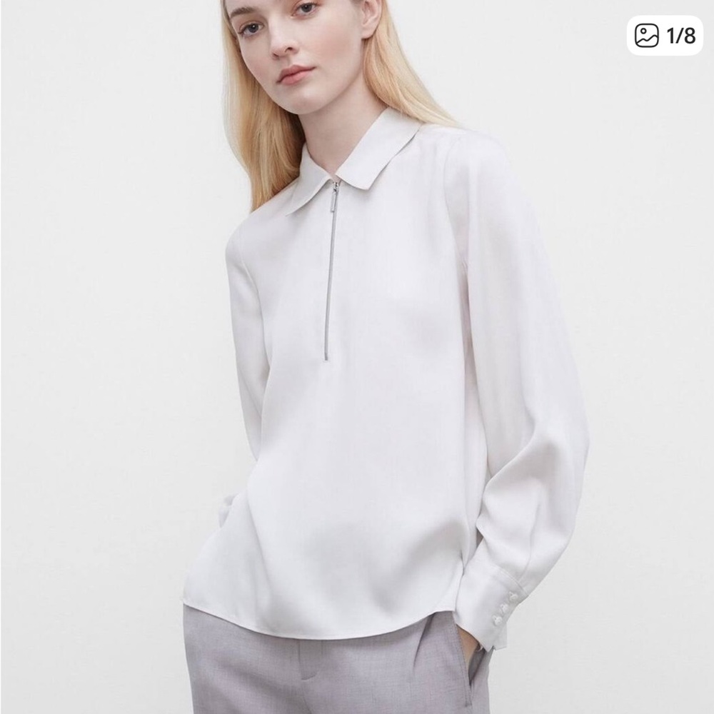 Club Monaco Off White Collared Zip Front  Women's Blouse (NWT)